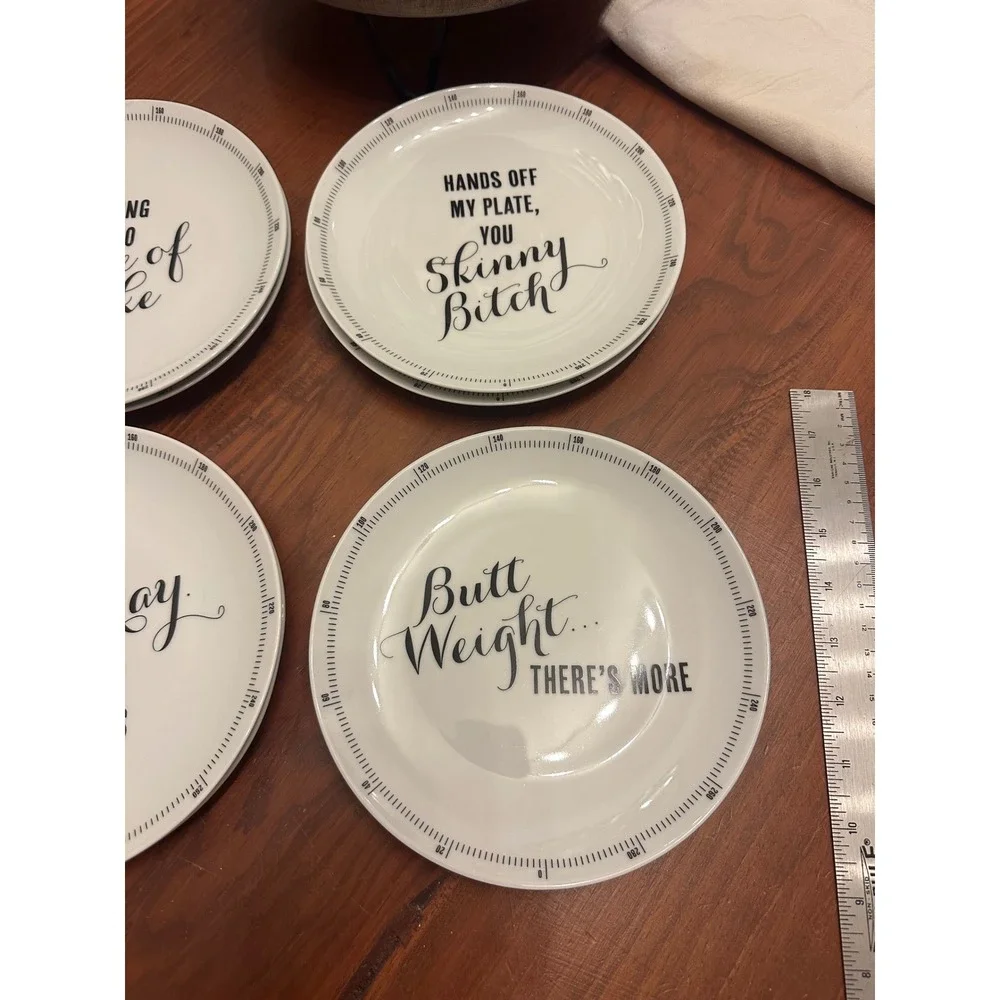 Z‎ Gallerie Weight For Dessert Plate Funny Diet Humor Kitchen Dining - Picture 9 of 9